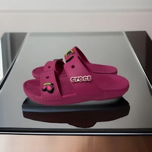 Crocs Out Of This World Women Sz 6 Men Sz 4 Sandals Slip On Fuchsia Jibbitz Read - Picture 1 of 10