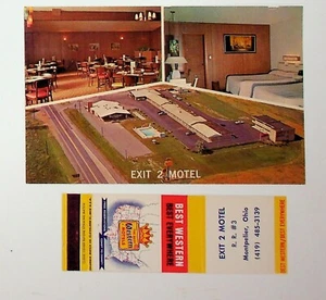 PostcardExit 2 Motel And Matchbook Cover Montpelier , Ohio - Picture 1 of 2