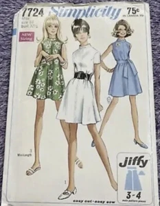 Vintage Simplicity 7724 Jiffy Easy Cut Sewing Pattern Dress Miss Size 10 Bust 32 - Picture 1 of 7