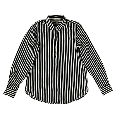 Blusa para mujer H&M 2 rayas azules sin arrugas abotonada Academia Corpcore Foto 1 de 4