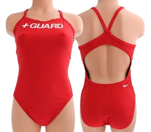 Nike Lifeguard Racerback Swimsuit, Women's One Piece NESSA029, Red MSRP $55 - Picture 1 of 6
