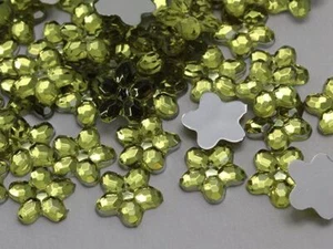 6mm Yellow Jonquil H115 Flat Back Flower Acrylic Gems High Quality - 100 PCS - Picture 1 of 3