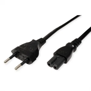 Netzkabel Euro-Flachstecker auf C7, 2polig, schwarz, 1,8 m - Bild 1 von 2