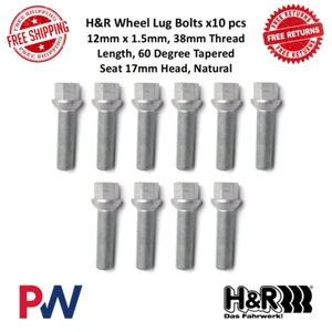 H&R Wheel Lug Bolts 10 pcs 12 X 1.5 Thread Length 38 mm Type Tapered Head 17 mm - Picture 1 of 14