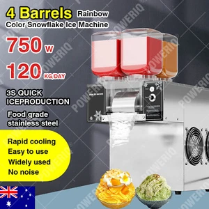 4 Barrels Rainbow Color Snowflake Ice Machine Snow Cone Shaving Maker Smoothie - Picture 1 of 19