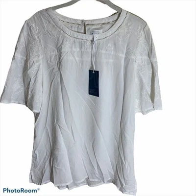 Camisa Market & Spruce Blanca Detallada Manga Corta Mediana Nueva con Etiquetas Stitch Fix Foto 1 de 4