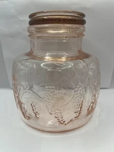 Vintage Crownford Giftware Pink Glass Jar Canister Italy 1983 W/ Lid - Picture 1 of 9