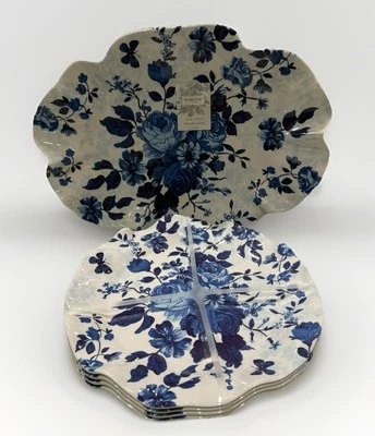 Shabby Chic Azul Floral Melamina 11” Platos de Cena 15” Bandeja para Servir Juego de 5 Nuevo Foto 1 de 4