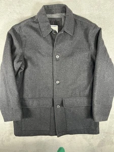 Vintage Old Navy’94 Mens L Recycled Wool Blend Gray Button Up Coat Quilt Lined - Picture 1 of 11