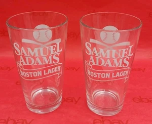 Samuel Adams Boston Lager Baseball Beer Glass Set of 2 Fast Ship! - Picture 1 of 4