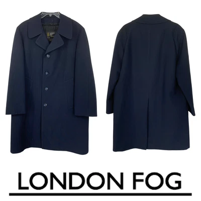 Vintage 1970's London Fog Maincoats Sz 40 S Navy Overcoat Coat Zip Out Liner - Image 1 of 4