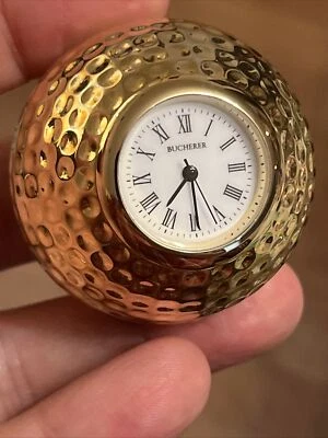Bucherer gold golf ball clock watch father’s day gift Vintage New Battery Runs - Image 1 of 4