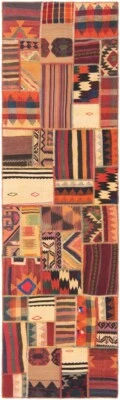 Kelim Patchwork 210x86 cm Handgewebter Perserteppich-Läufer,Orient,Nomadic,kilim - Bild 1 von 4