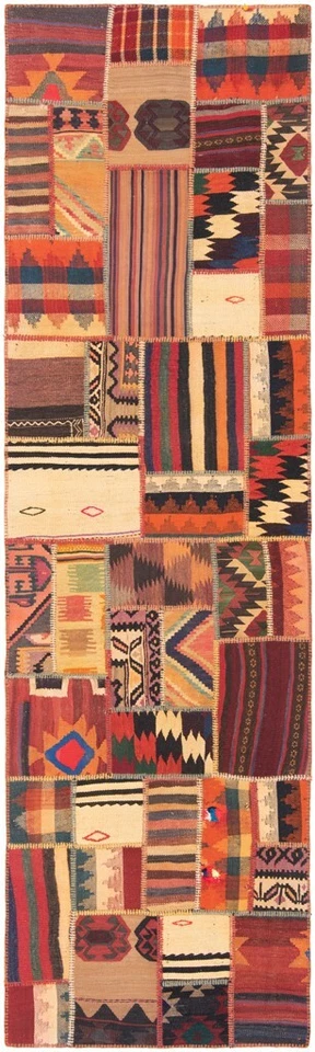 Kelim Patchwork 210x86 cm Handgewebter Perserteppich-Läufer,Orient,Nomadic,kilim - Bild 1 von 4