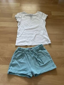 Okaidi! Gr.128  Set Shirt & Sweat Pants Weiß Türkis 🙂super süß 🫶 - Bild 1 von 7