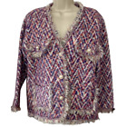 CHICWISH Women's Metallic Tassel Melange Knit"Chanel Style " Pink/Purple Jacket