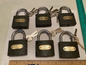 NEW - LOT 6 - LARGE HEAVY DUTY STEEL PADLOCKS / 3 KEYS EACH - ALL LOCKS DIFF KEY - Picture 1 of 10