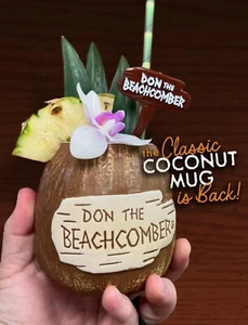 Don The Beachcomber Coconut Tiki Mug w/Swizzle Stick Bar Decor - Picture 1 of 5