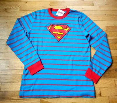 全新带标签 HANNA ANDERSSON 有机棉 PAJAMA 衬衫上衣超人男式 XS 女式 S — 第 1/3 张图片