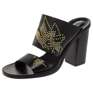 Chloe Sandalen schwarz Leder Nieten Blockabsatz mit goldenen Verzierungen 38,5 - Bild 1 von 13