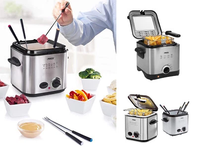 Pommes Fritteuse mit Öl, Fett mini Fritöse  - Kleines Elektro Fondü Fondue-SET - Bild 1 von 4