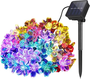 Solar String Lights Outdoor Garden, 23Ft 50 LED Blossom Flower Waterproof Sol... - Picture 1 of 12