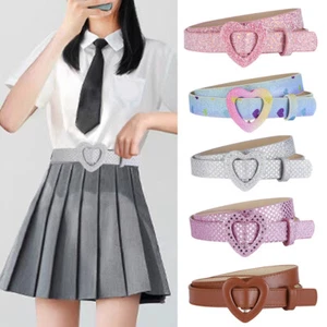 Kids Girls Boys Toddler Shiny Waist Belt Adjustable Buckle PU Leather Waistba ³ - Picture 1 of 26