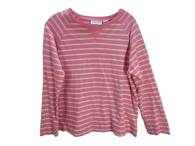 女式大号Chadwick套衫粉色条纹v针运动衫100%纯棉 — 第 1/4 张图片