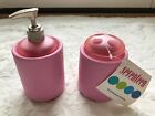 New Soap Dispenser And Toothbrush Holder Set by Seventeen, Faux Leather, Pink