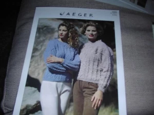 JAEGER DK CABLE SWEATER 76-107 CMS KNITTING PATTERN 6396 - Picture 1 of 1