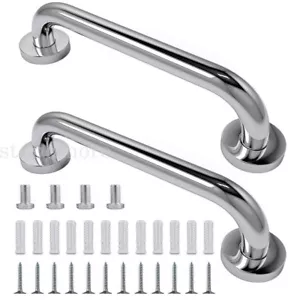 2X Safety Grab Bar Bathroom Support Handle Steel Bath Shower Toilet Hand Rail UK - Picture 1 of 17