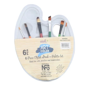 6pcs Paint Brushes and 1pc Palette Tray Set for Children Adults Watercolor L0Z6 - Picture 1 of 6