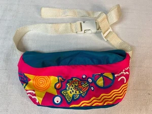 Vintage Retro 80/90s Neon Color Small Fanny Pack Summer Beach Themed 8.5” - Picture 1 of 5