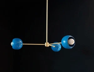 Vintage Sputnik 3 Light Ceiling Flush Mount Pendant Mid Century Modern Raw Brass - Picture 1 of 4