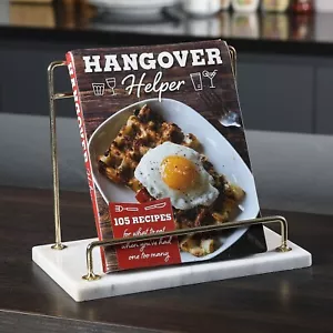 Soporte para recetas de cocina, soporte para libro de cocina de mármol de encimera con riel de metal - Imagen 1 de 7