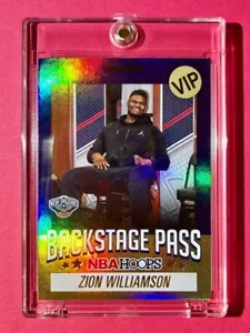 Zion Williamson MINT HOLO REFRACTOR VIP BACKSTAGE PASS SPECIAL INSERT NBA HOOPS! - Picture 1 of 7