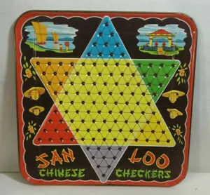 Tablero de juego de metal ""San Loo"" 1952 ""Chinese Checkers"" gran decoración con caja - Imagen 1 de 10