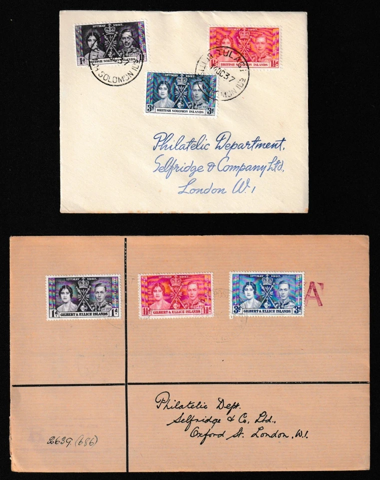 1937 CONJUNTOS DE SELLOS DE CORONACIÓN EN LETRAS FDI. BRIT SOLOMON + GILBERT & ELLIS IS Foto 1 de 1