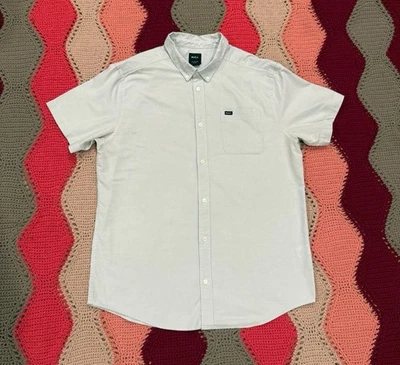 Camisa RVCA Para Hombres Manga Corta Abotonada XL Azul Claro Calce Ajustado Informal Surf Patín Foto 1 de 4