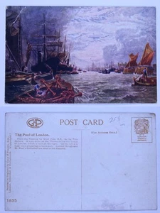 1835 London Pool of London Postcard by Veint Cole, R.A. - Vintage Sailboats - Picture 1 of 1