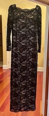 Onyx Nite Black Evening Gown Long 58” Long Sz 6 - New No Tags - Image 1 of 4