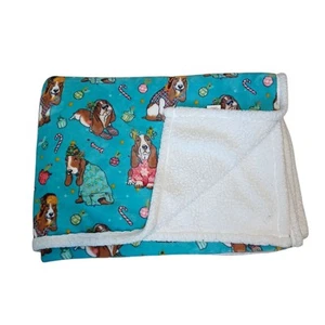 Pioneer Woman “Holiday Charlie” Basset Hound Dog Velvet Plush Throw 50"x 72" - Picture 1 of 5