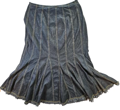 Ashley Stewart Denim Maxi Skirt Mermaid Style Raw Hem 18W - Image 1 of 4