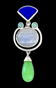 WHITNEY KELLY Anhänger Sterlingsilber blaue Spitze Achat-Opal-Chalcedon-Lapis - Bild 1 von 4