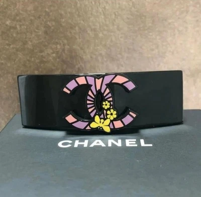 [Used] CHANEL Barrette CC Mark Butterfly Flower Hair Clip Black Plastic Women - Image 1 of 4