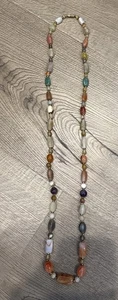 "Collar de cuentas de piedras preciosas vintage hecho a mano 18"" ágata boho cornalina jaspe etc. - Imagen 1 de 3