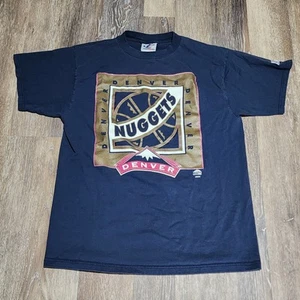 VTG 90s Denver Nuggets NBA Logo Athletic Basketball Graphic T-Shirt Men’s Size L - Picture 1 of 8