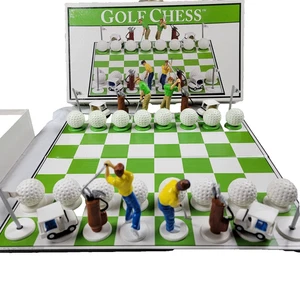 Golf Chess Set Game Complete Figurine Pieces Club Theme Board Golfers - Picture 1 of 8