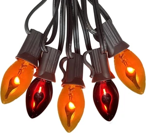 25 Fuß Halloween C7 flackernde Flamme Lichterkette, wasserdicht Außendeko - Bild 1 von 6