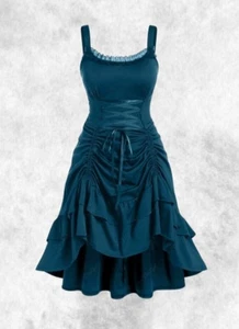 Neu türkis Gothic Steampunk Korsett verstellbar geraffte Vorderseite Kleid Gr. 4XL 26 28 - Bild 1 von 5